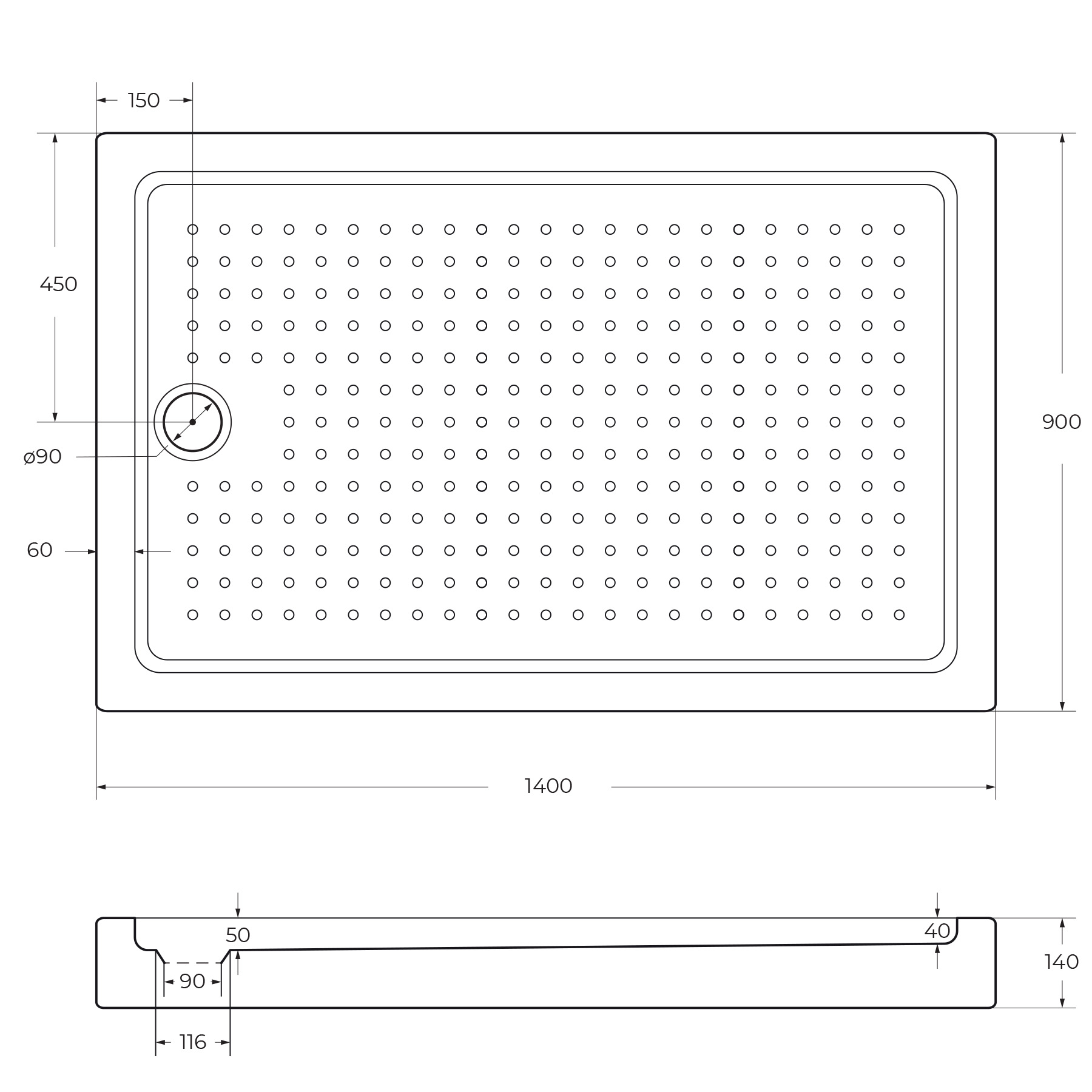 Акриловый поддон CEZARES TRAY-A-AH-140/90-15-W - Gidratop.ru изображение
