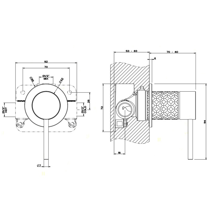 GESSI 316 встраиваемый смеситель, на 1/2, на 1 источник (внешняя часть), цвет: Black XL - Gidratop.ru изображение