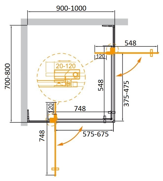 Душевой уголок CEZARES SLIDER-AH-2-70/80-90/100-C-BORO - Gidratop.ru изображение
