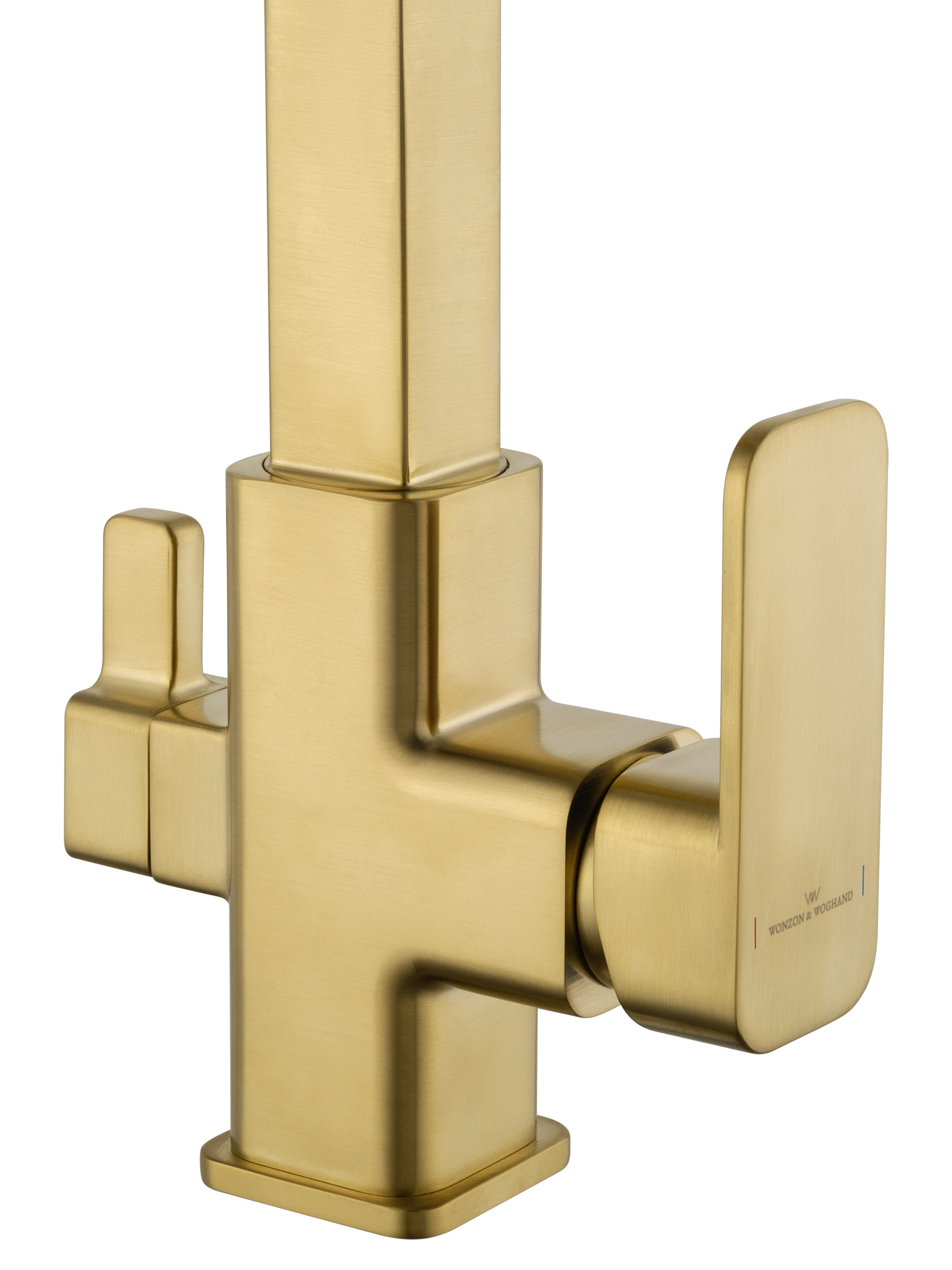 Смеситель для кухни с гибким изливом и подключением фильтра WONZON & WOGHAND, Брашированное золото (WW-88458012-BG（MW)) - Gidratop.ru изображение