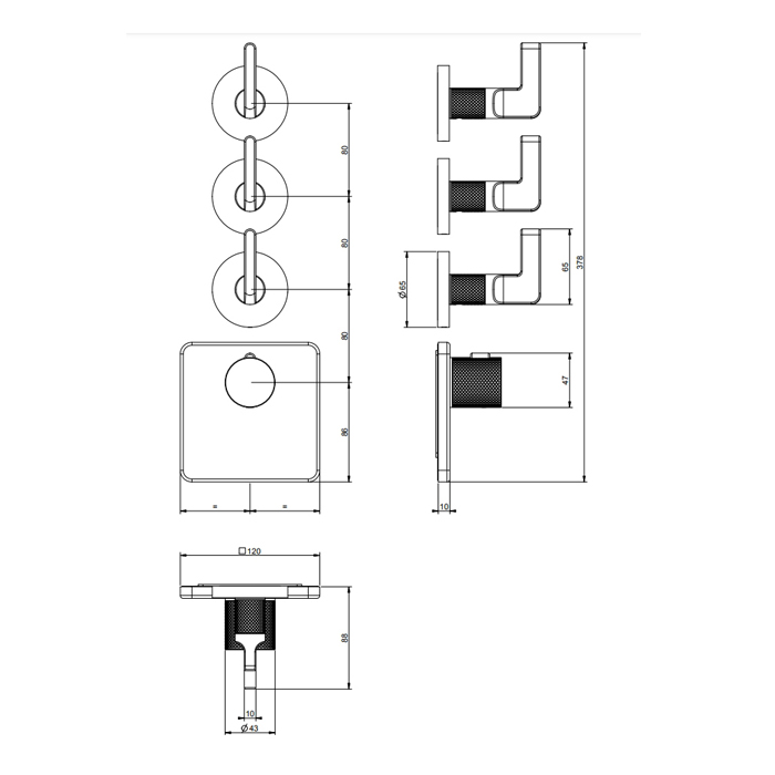 GESSI INCISO встраиваемый термостатический смеситель на 2 источника, резьба 3/4 (внешние части), цвет: nero XL - Gidratop.ru изображение