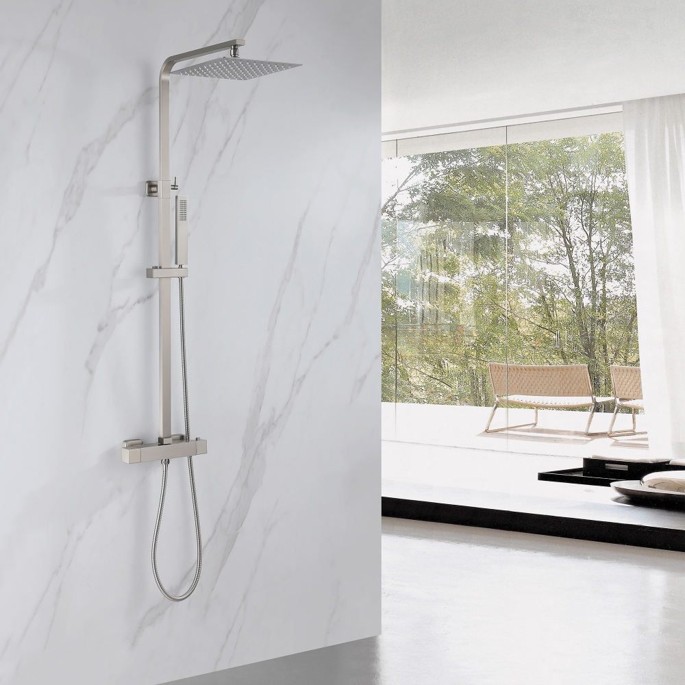 Душевая стойка ABBER Daheim AF8260SPL с термостатом без излива, сатин - Gidratop.ru изображение