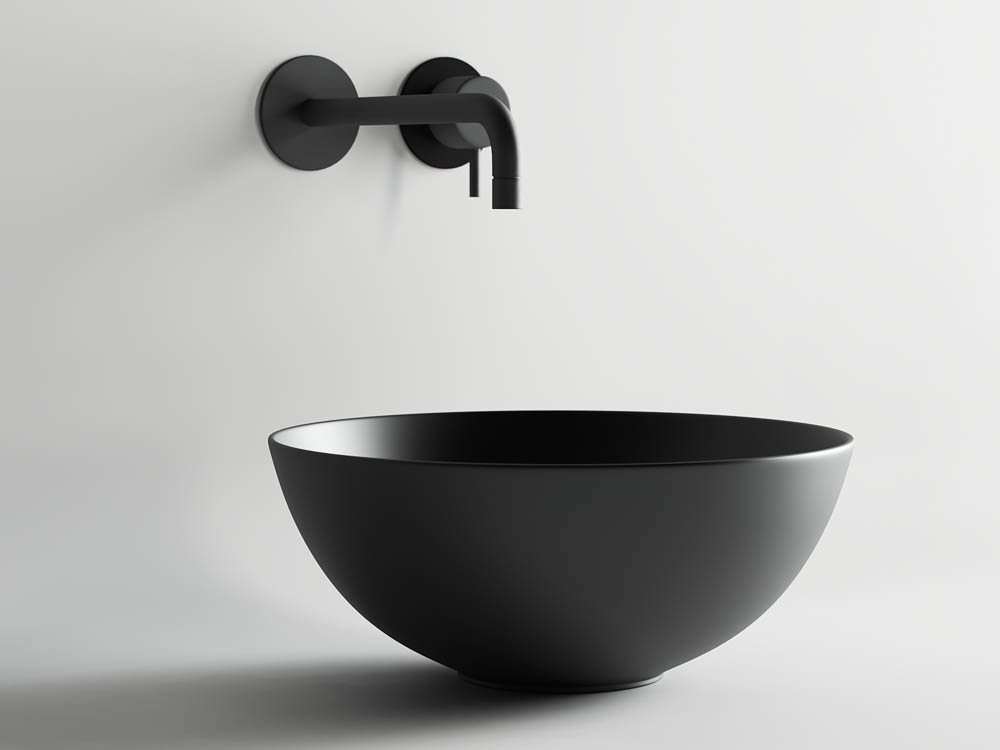 Умывальник чаша накладная круглая (цвет Черный Матовый) Element 358x358x155мм - Gidratop.ru изображение