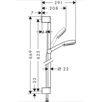 Душевой гарнитур Hansgrohe Crometta 100 Var Uni 26654400, корпус хром, лицевая часть белая, 3 режима струи - Gidratop.ru изображение
