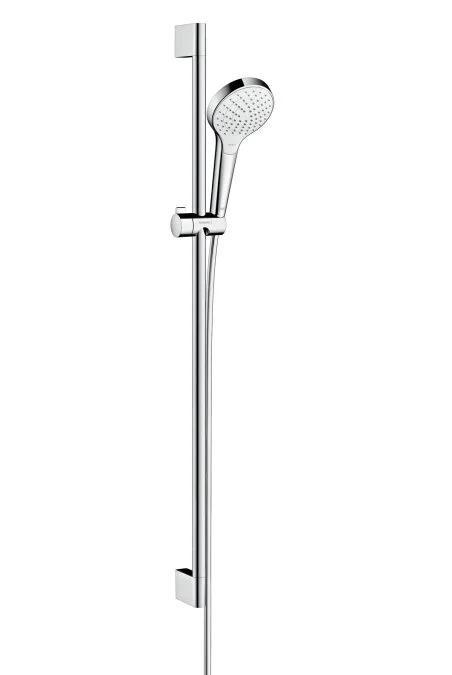 Душевой гарнитур Hansgrohe Croma Select S Vario 26572400, штанга 90 см, корпус хром, лицевая часть белая - Gidratop.ru изображение