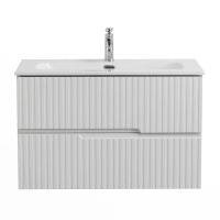 DUET-N База под раковину подвесная с двумя выкатными ящиками, ясень белый софт, 800x457x500, DUET-N-800-2C-SO-FBS-P - Gidratop.ru изображение