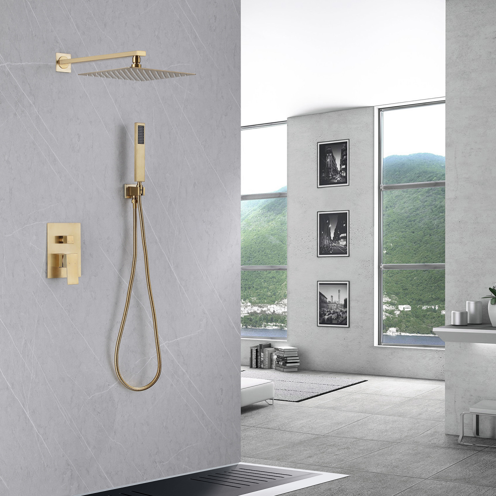 Душевая система ABBER Daheim AF8219G скрытого монтажа без излива, золото матовое - Gidratop.ru изображение