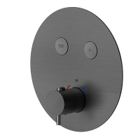 Newform X-STEEL 316 Наружная часть для термостатического смесителя, на 2 источника, переключение - кнопки (для 27751) цвет: PVD Brushed gun metal - Gidratop.ru изображение