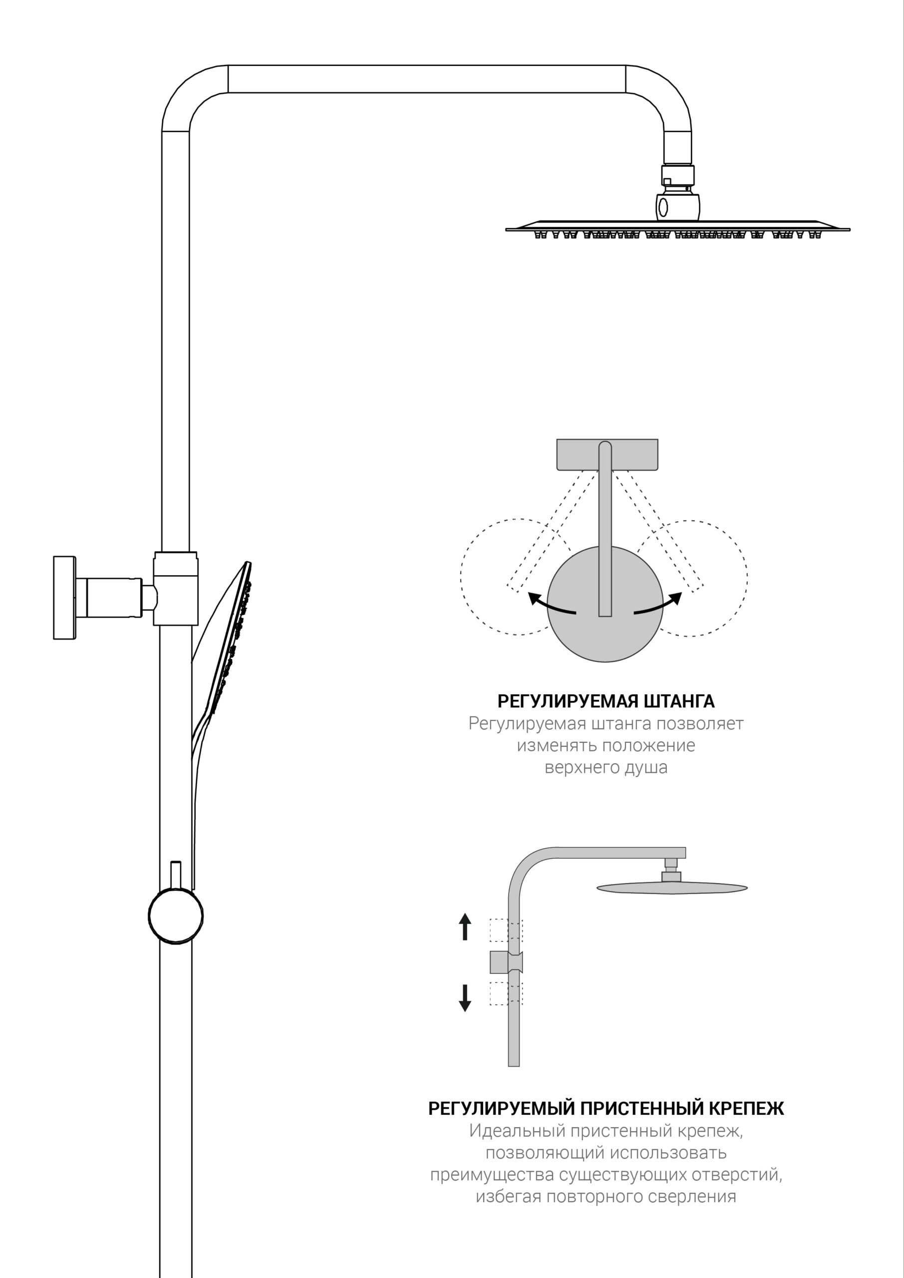 Душевая стойка Next VSFS-1N0TCH термостатическая, хром - Gidratop.ru изображение