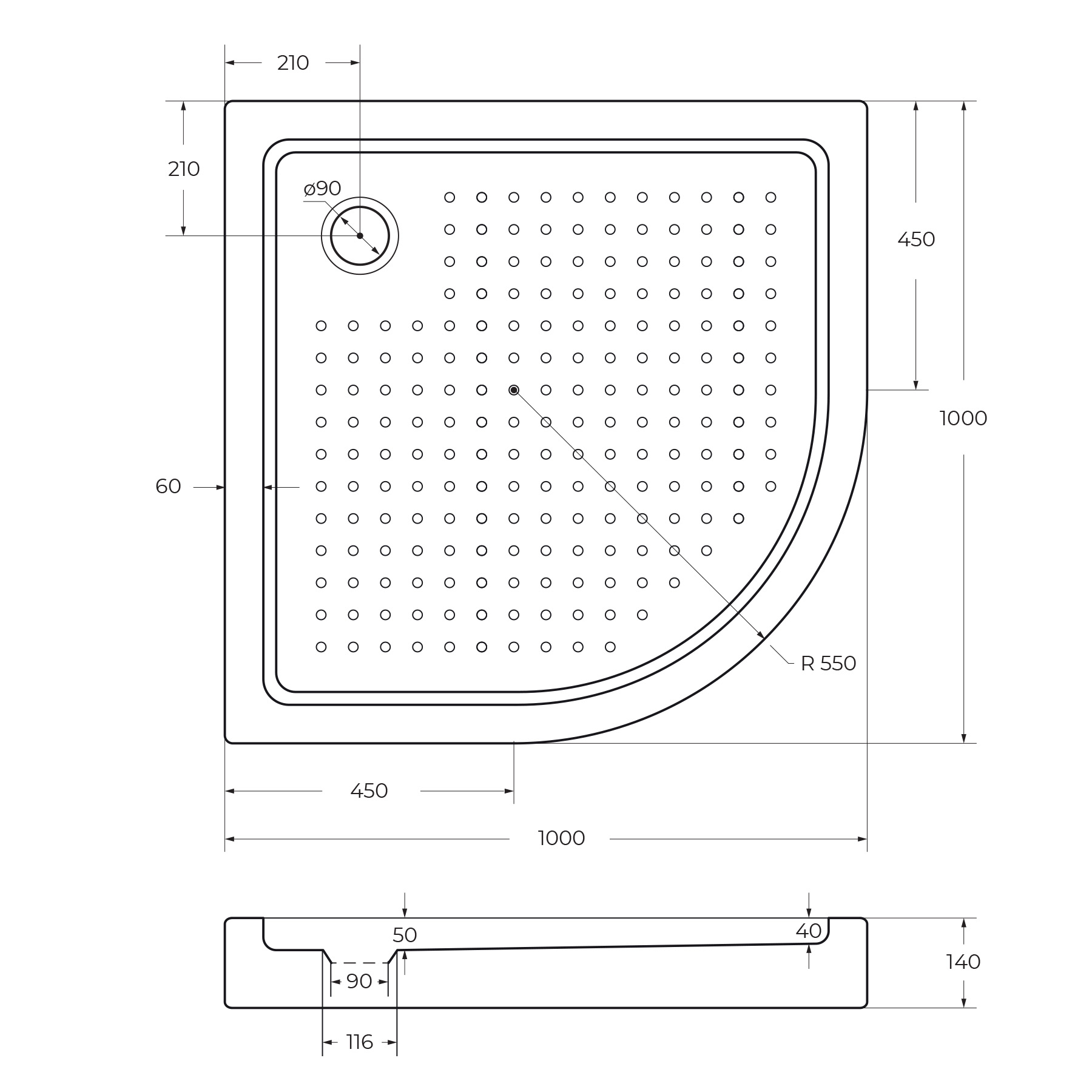 Акриловый поддон CEZARES TRAY-A-R-100-550-15-W0 - Gidratop.ru изображение