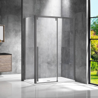 Душевой уголок Lugano VSR-1L9012CLGM-1, 1200*900, вороненая сталь, стекло прозрачное - Gidratop.ru изображение