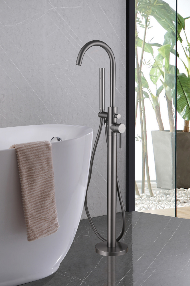 Смеситель ABBER Wasser Kreis AF8115NGN напольный для ванны, никель - Gidratop.ru изображение