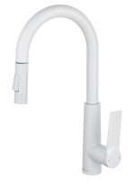 Смеситель для кухни с выдвижным изливом WONZON & WOGHAND, Белый матовый (WW-A20782-MW) - Gidratop.ru изображение