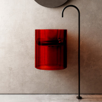 Раковина подвесная прозрачная ABBER Kristall AT2704Rubin красная - Gidratop.ru изображение