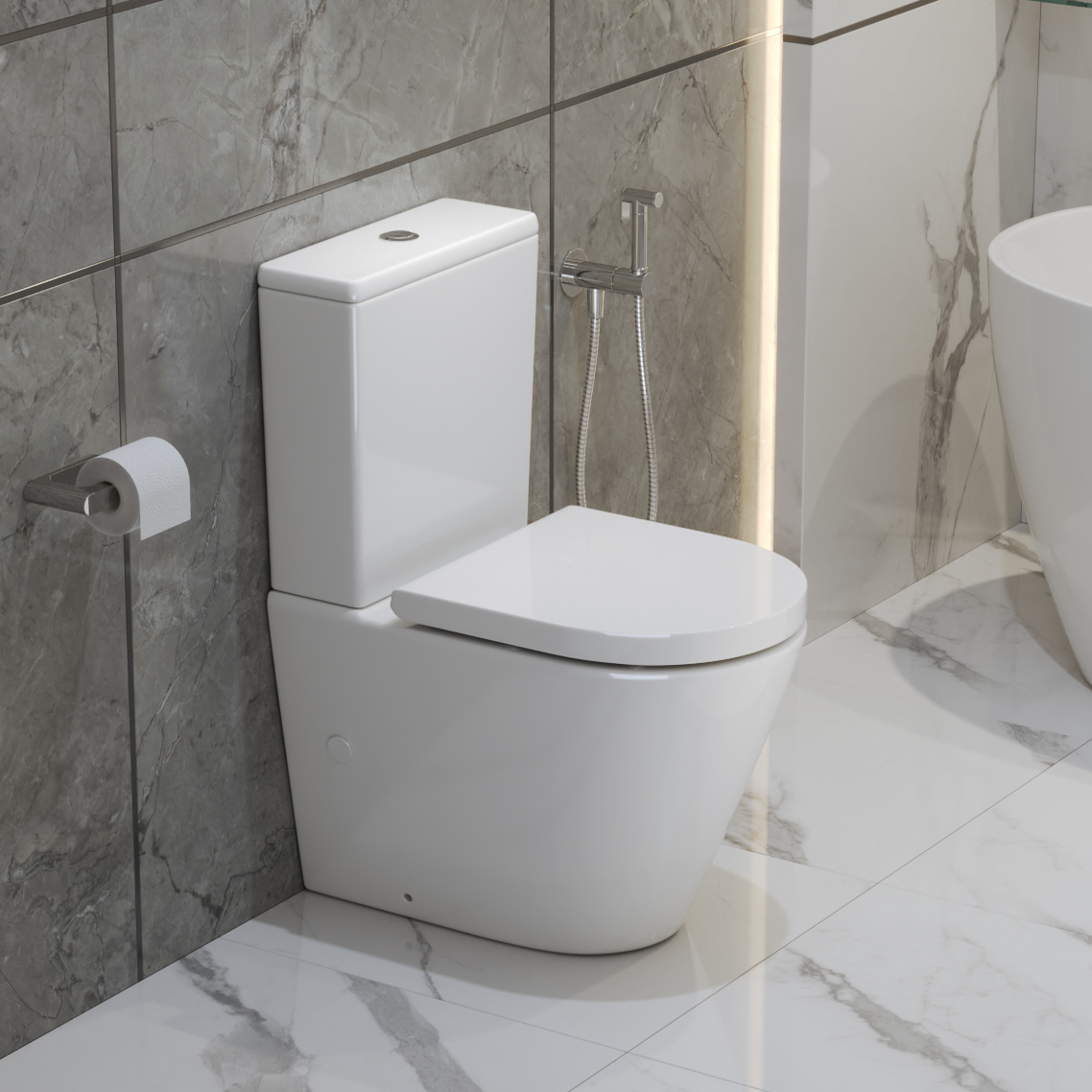 Унитаз-компакт безободковый со смывом TORNADO BelBagno FLAY-TOR BB2149CP-TOR/BB2149T/BB865SC - Gidratop.ru изображение