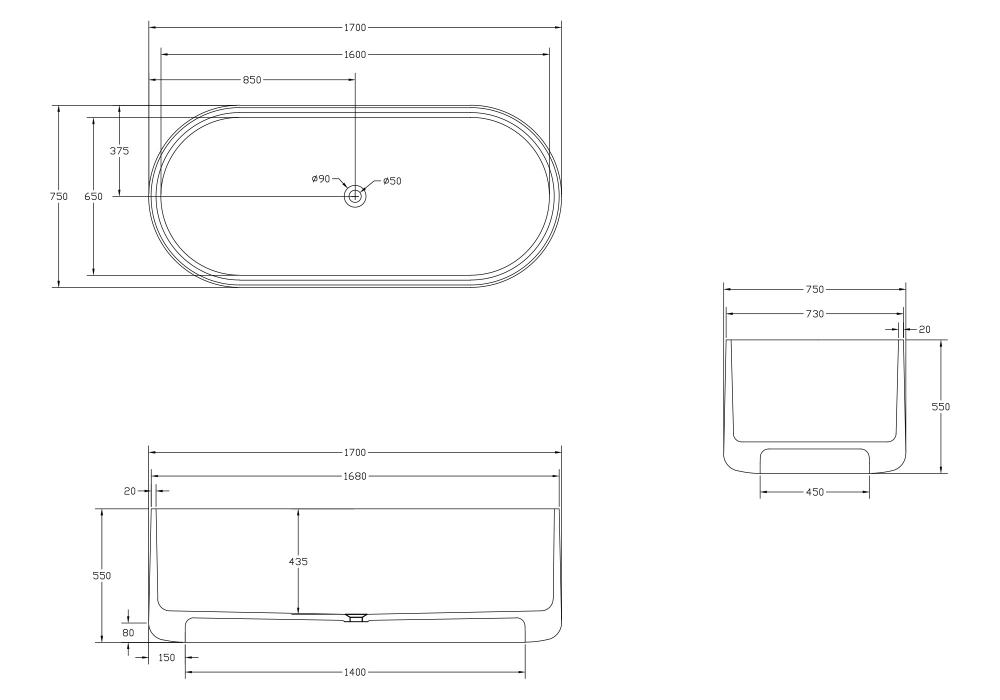 Прозрачная ванна ABBER Kristall AT9708Onyx черная - Gidratop.ru изображение
