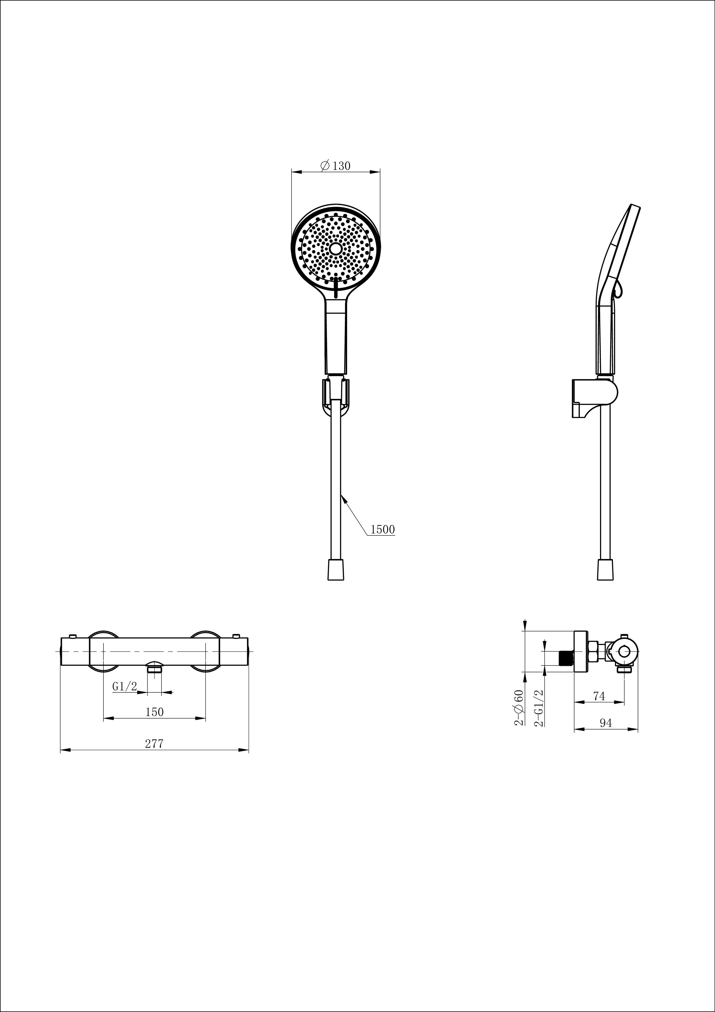 Смеситель для душа с термостатом WONZON & WOGHAND INN 3, Темный графит (WW-B2065-A-BGG) - Gidratop.ru изображение
