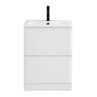 ALBANO База под раковину напольная с двумя выкатными ящиками, Bianco Lucido, 700x450x810, ALBANO-700-2C-PIA-BL - Gidratop.ru изображение