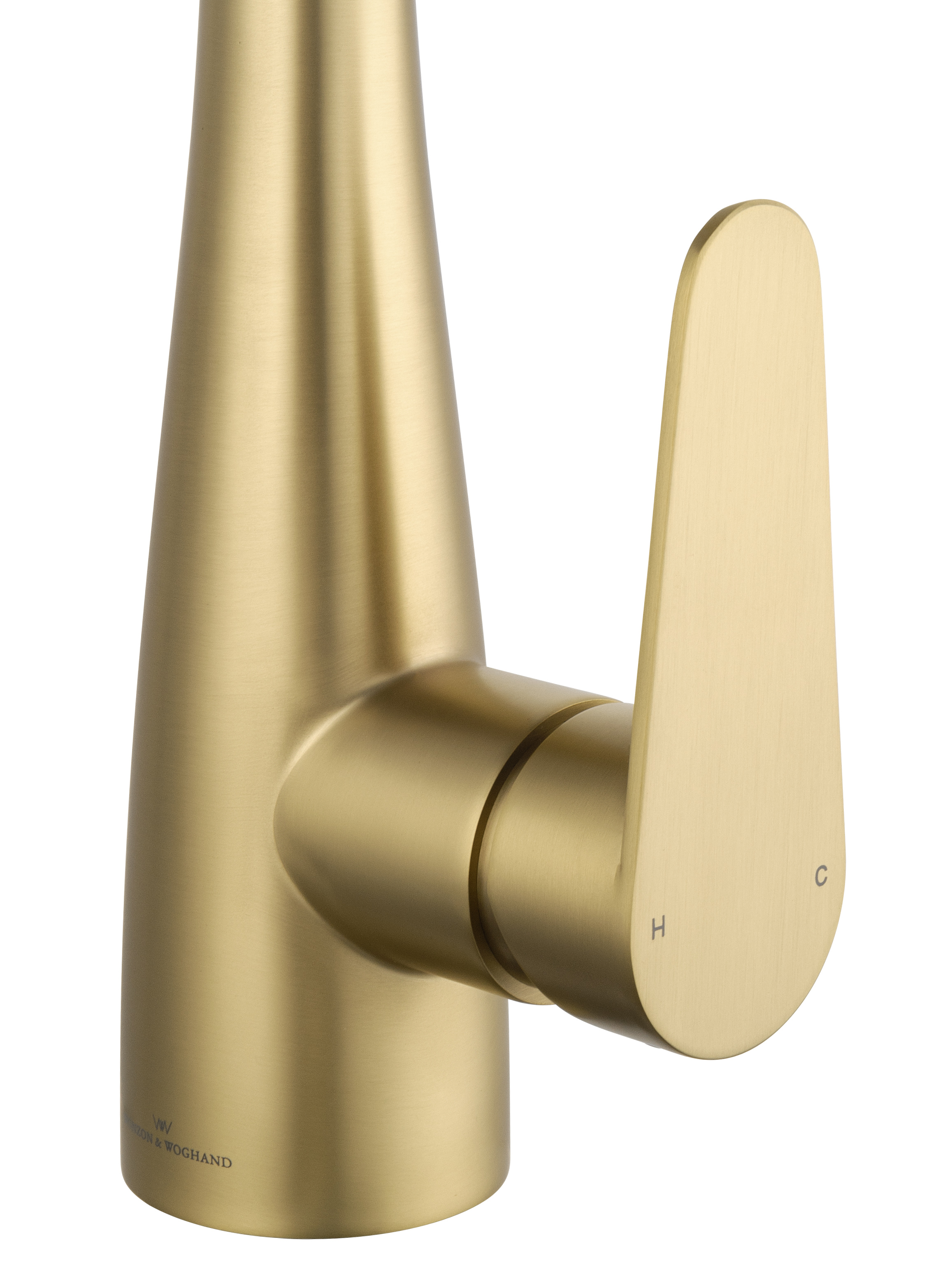 Смеситель для кухни с выдвижным изливом WONZON & WOGHAND, Брашированное золото (WW-121E201B-BG) - Gidratop.ru изображение