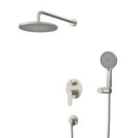 STYLUS-DSET-IN Душевой комплект встраиваемый (смеситель встраиваемый, верхний душ, ручной душ со шлангом, штуцер с держателем), сатин - Gidratop.ru изображение