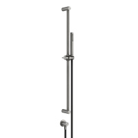 GESSI 316 штанга в комплекте с душевой лейкой с легкой очисткой, шланг 1,50 м, вывод воды из стены, цвет: steel brushed - Gidratop.ru изображение