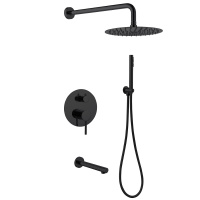 Душевая система ABBER Emotion AF8817B скрытого монтажа с изливом, черная матовая - Gidratop.ru изображение