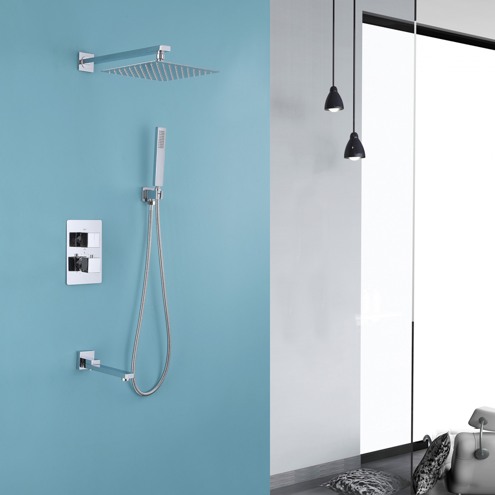 Душевая система ABBER Daheim AF8250 скрытого монтажа с изливом, термостат, хром - Gidratop.ru изображение