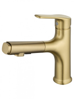 Смеситель для раковины с выдвижным изливом WONZON & WOGHAND, Брашированное золото (WW-AE4151-BG) - Gidratop.ru изображение