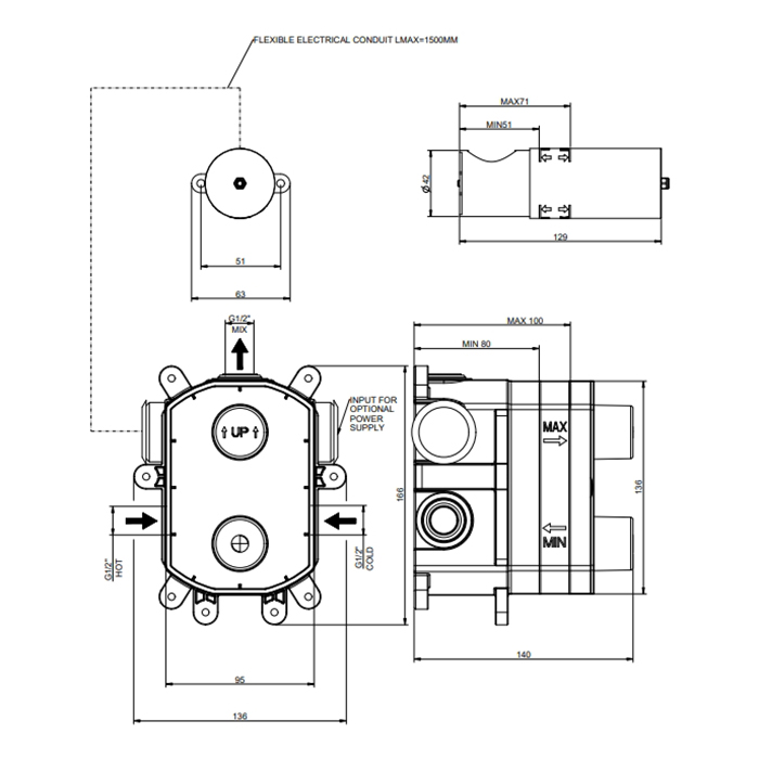 GESSI встраиваемая часть для настенного электронного смесителя с удаленным управлением, цвет хром - Gidratop.ru изображение