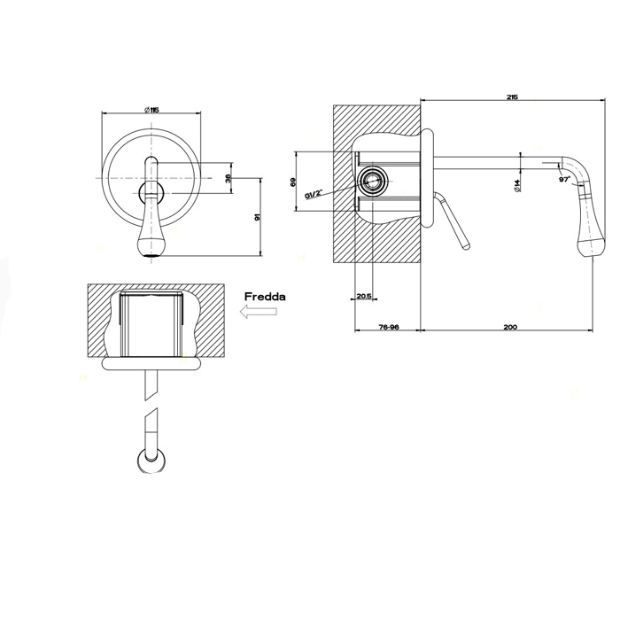 Gessi Goccia внутренняя часть встраиваемого однорычажного смесителя для раковины с изливом - Gidratop.ru изображение