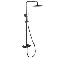 Душевая стойка ABBER Wasser Kreis AF8160B с термостатом без излива, черная матовая - Gidratop.ru изображение