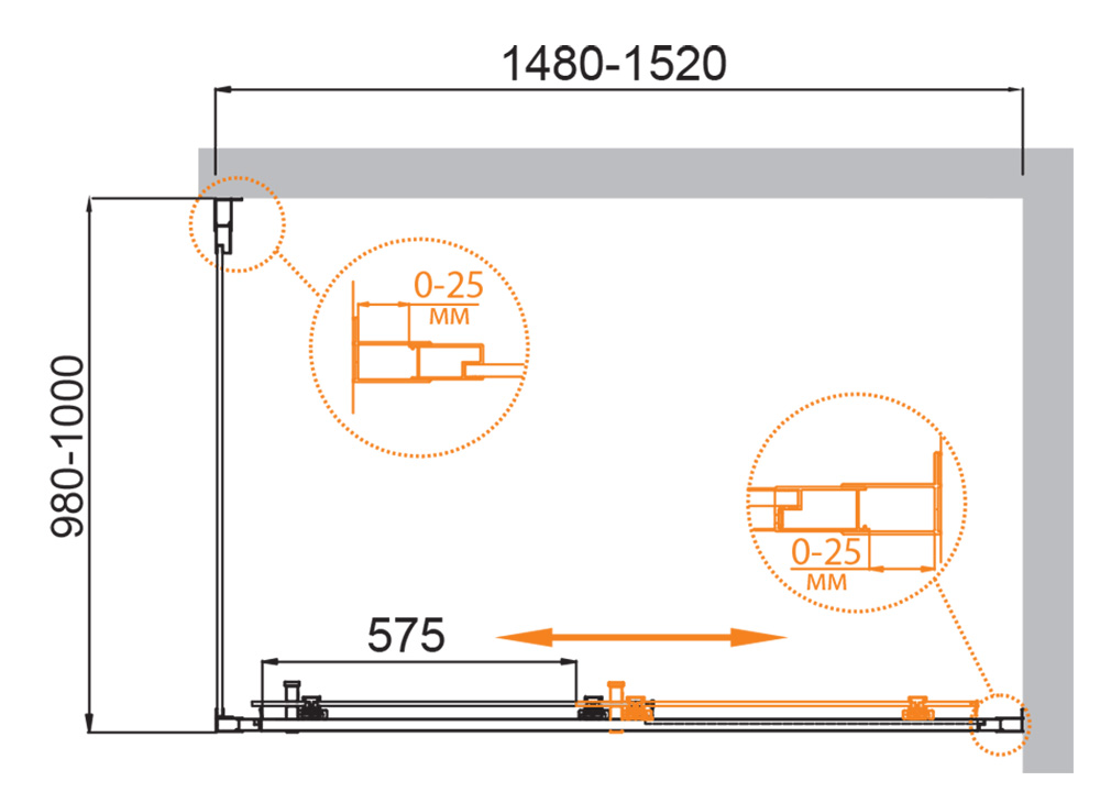 Душевой уголок CEZARES MOLVENO-AH-11-150/100-C-Cr-IV - Gidratop.ru изображение