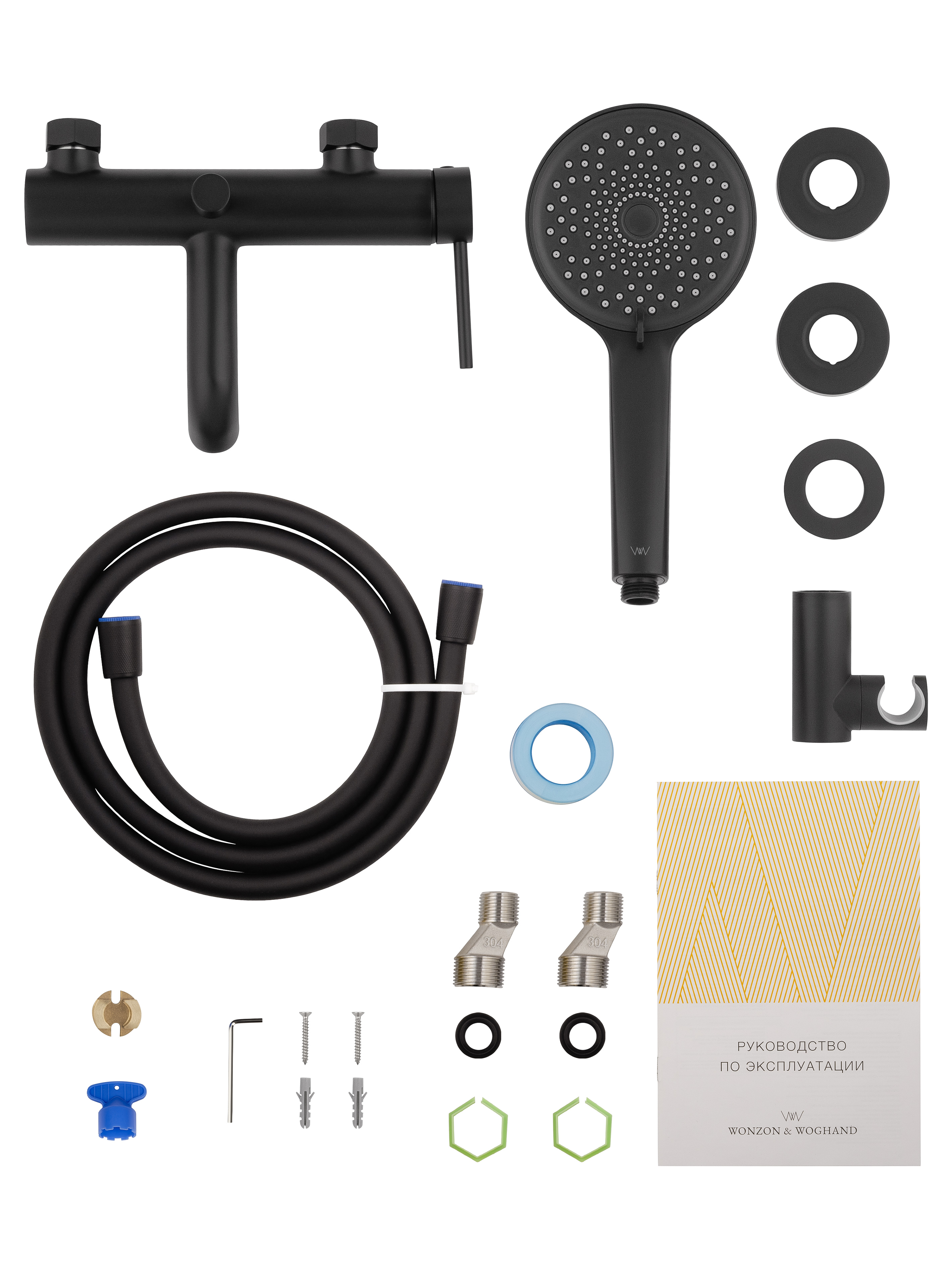 Смеситель для ванны с душем WONZON & WOGHAND STICK, Черный матовый (WW-88639017-MB) - Gidratop.ru изображение