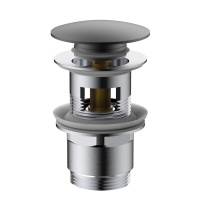 Донный клапан DPU-1B01GM клик-клак G1 1/4, с переливом, вороненая сталь - Gidratop.ru изображение