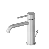 Newform X-STEEL 316 Смеситель для раковины на 1 отверстие с донный клапаном, излив 145мм, цвет: INOX - Gidratop.ru изображение