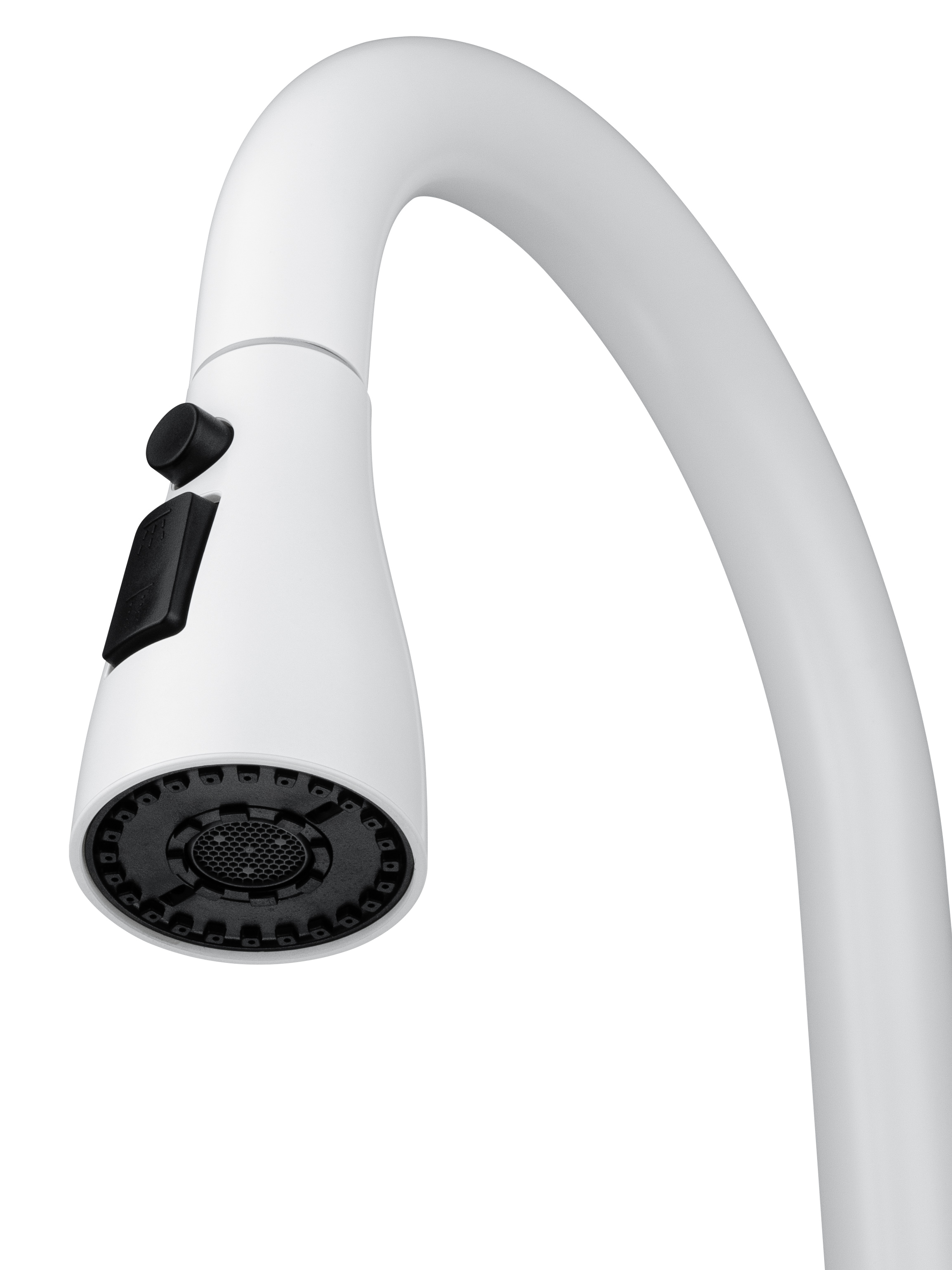 Смеситель для кухни с выдвижным изливом WONZON & WOGHAND, Белый матовый (WW-121E201B-MW) - Gidratop.ru изображение