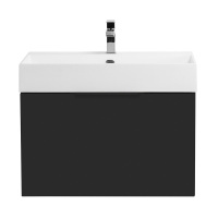 PREMIUM Тумба подвесная под раковину с выдвижным ящиком и внутренним ящиком, 55397 Nero opaco, 70x44x43 - Gidratop.ru изображение