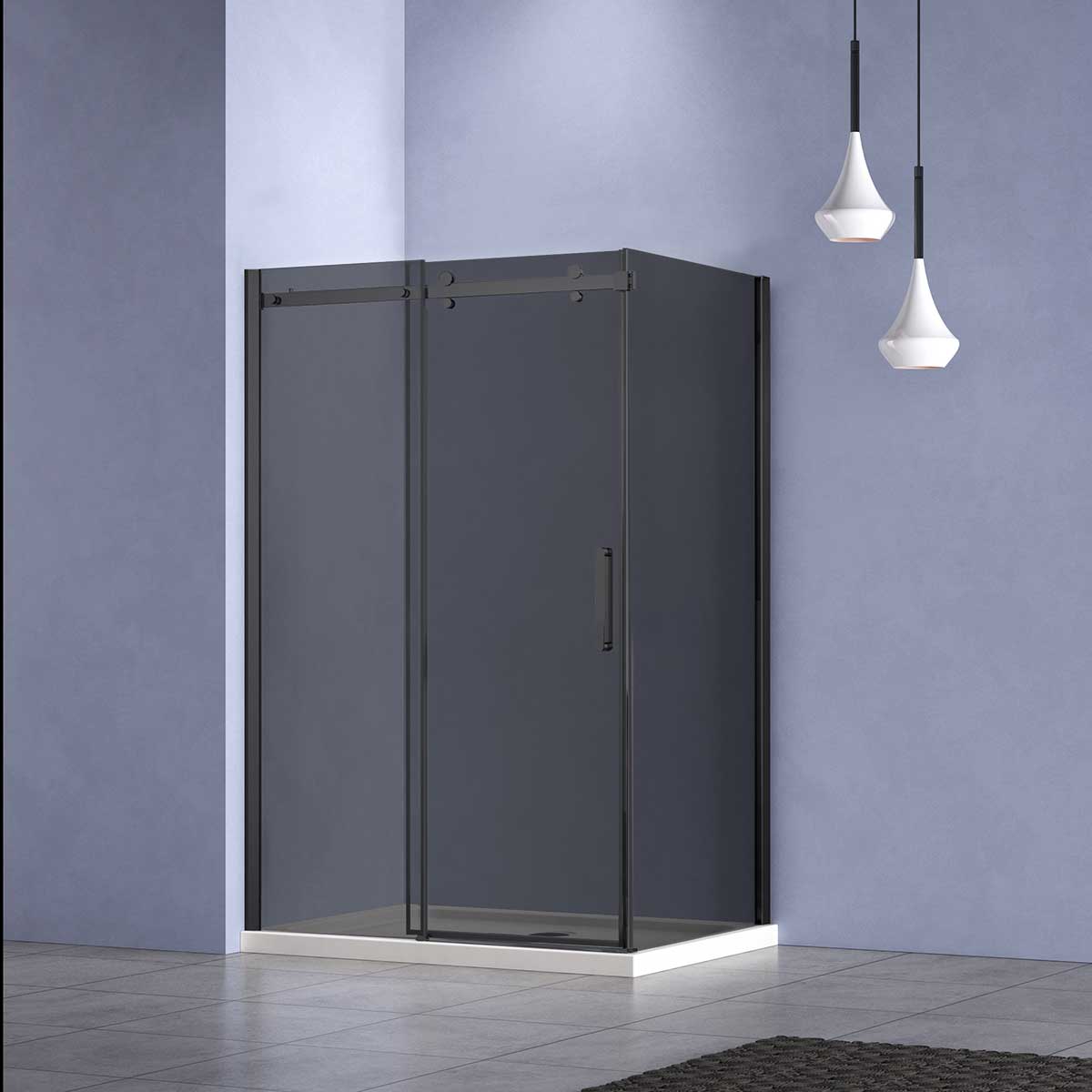 Душевой уголок Como-N VSR-4CN9012CGB, 1200*900, черный, стекло тонированное - Gidratop.ru изображение