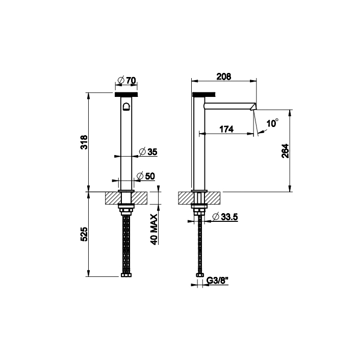 Gessi Anello смеситель для раковины высокий с длинным изливом, без донного клапана, цвет: хром - Gidratop.ru изображение