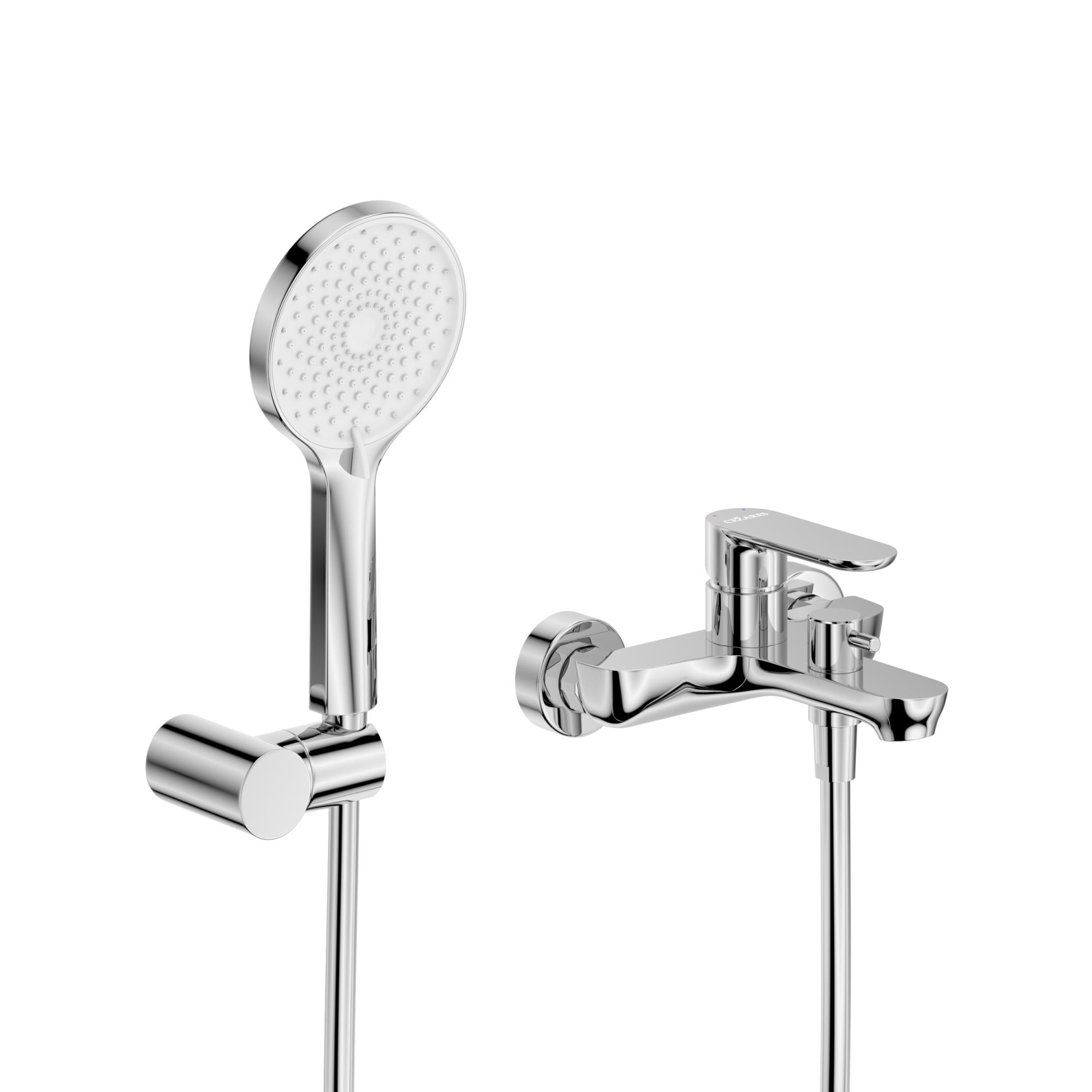 STYLUS-VD-01 Смеситель для ванны и душа однорычажный в комплекте с ручным душем, шлангом и держателем, хром - Gidratop.ru изображение