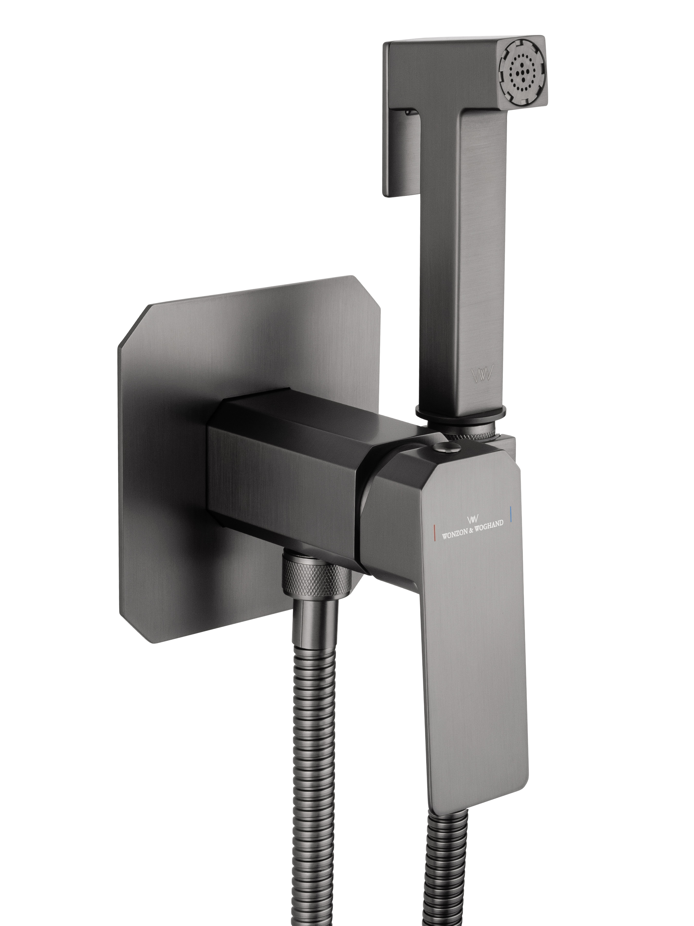 Смеситель с гигиеническим душем встраиваемый WONZON & WOGHAND DIAMOND, Темный графит (WW-88829011-BGM) - Gidratop.ru изображение