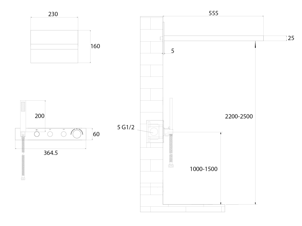 Душевая система ABBER Rund AF8752NG скрытого монтажа без излива, термостат, никель - Gidratop.ru изображение
