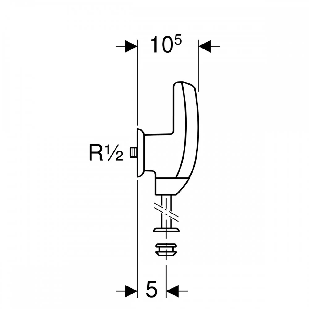 Система электронного управления смывом писсуара Geberit 115.805.46.1, питание от батарей, подвод воды сзади - Gidratop.ru изображение