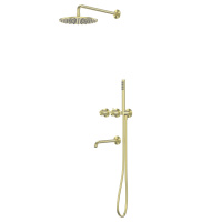 Душевая система ABBER Wasser Kreis 316 AF8150BG скрытого монтажа с изливом, термостат, золото брашированное - Gidratop.ru изображение