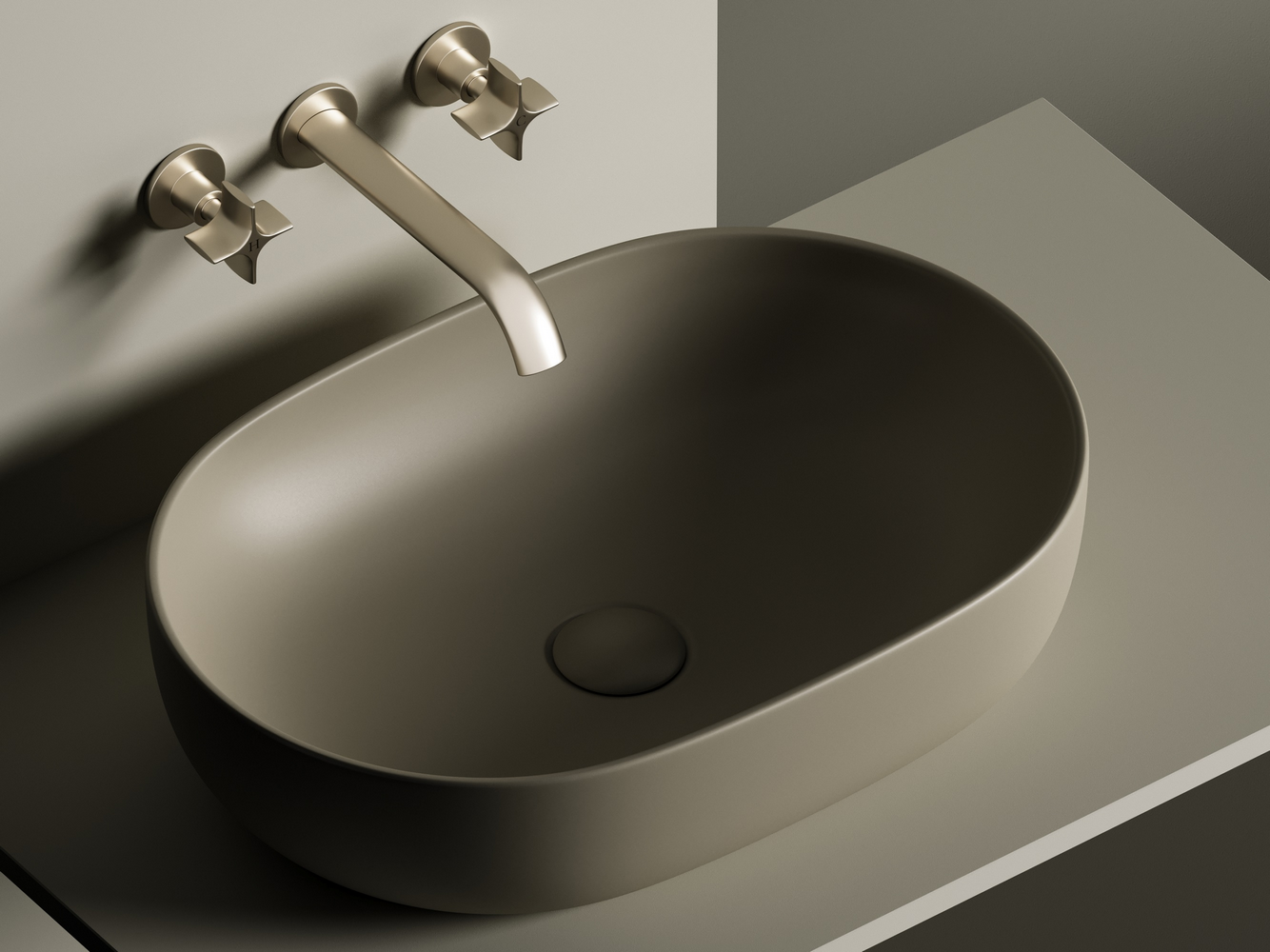 Умывальник чаша накладная овальная (цвет Капучино Матовый) Element 600x415x135мм - Gidratop.ru изображение