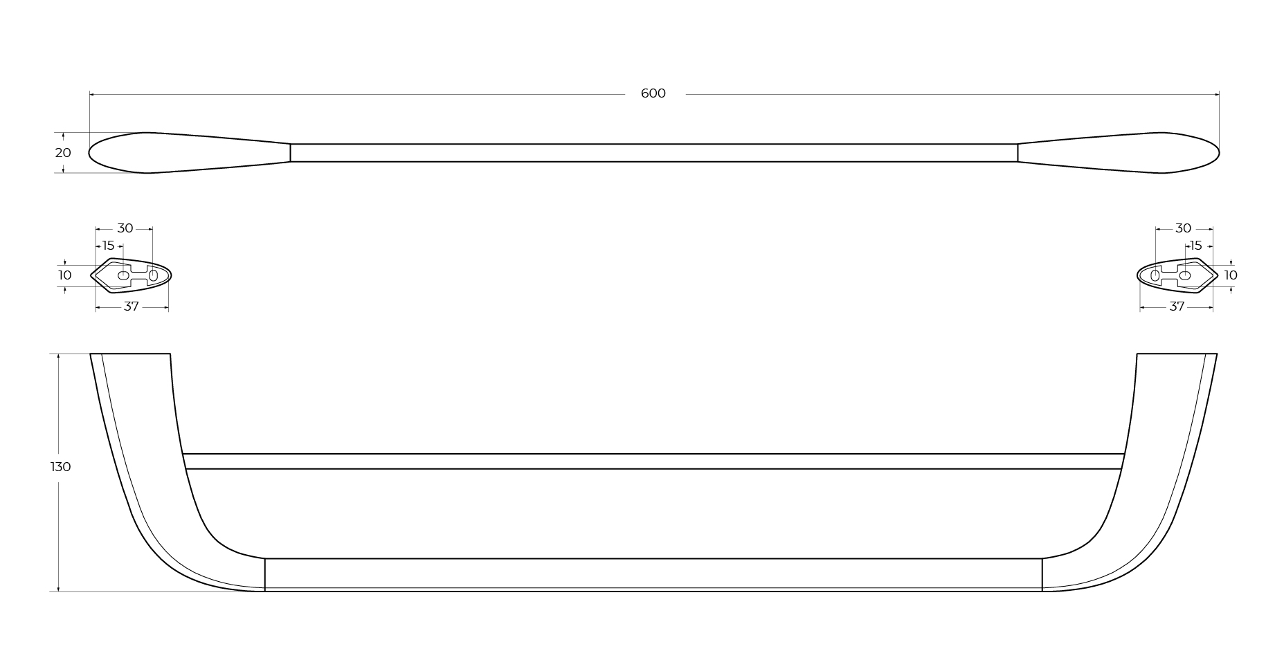 LINER-THD-60-GM Полотенцедержатель двойной 60 см, исполнение оружейная сталь - Gidratop.ru изображение