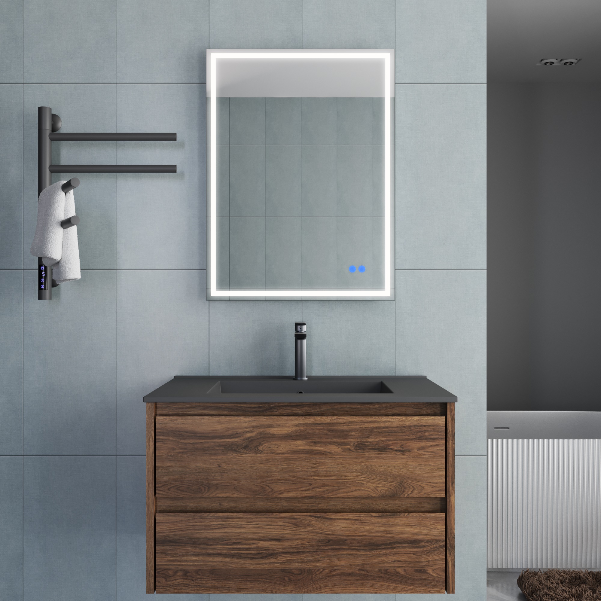 База под раковину Gio 800 подвесная, 2 выкатных ящика soft-close, C.Oak - Gidratop.ru изображение
