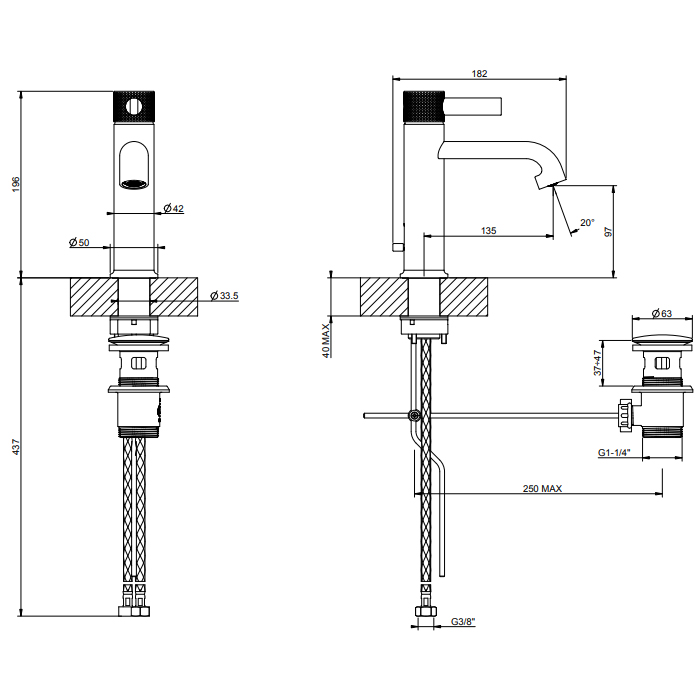 GESSI INCISO смеситель для раковины на 1 отверстие с донным клапаном Цвет: хром - Gidratop.ru изображение