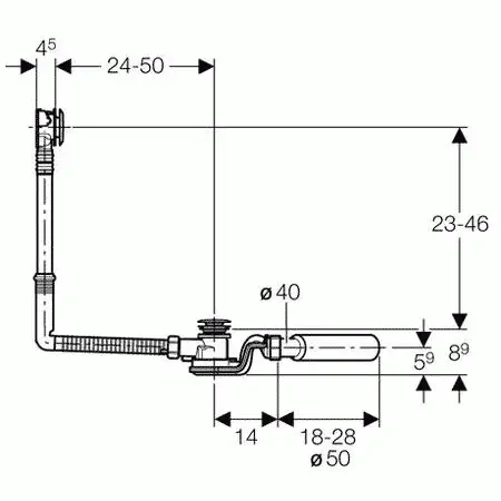 Слив-перелив Geberit 150.756.21.1 для ванны с кнопкой слива, удлиненный, хром глянцевый - Gidratop.ru изображение
