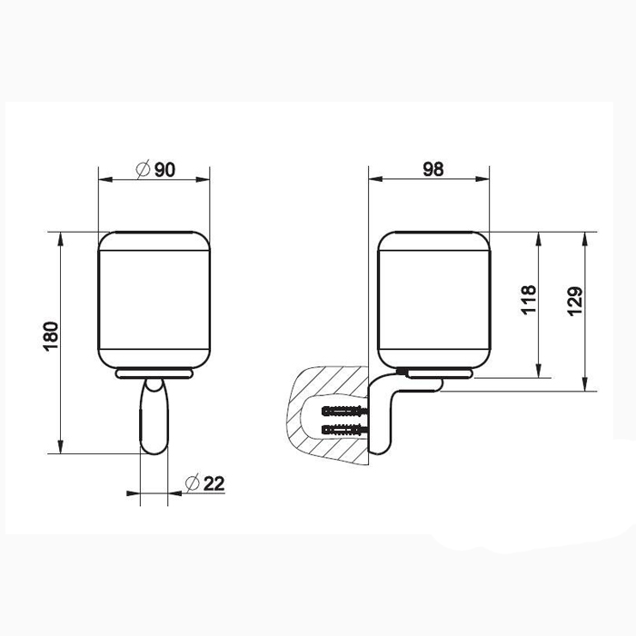 Gessi Goccia стакан подвесной, цвет: хром/черный - Gidratop.ru изображение